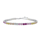 [Tonmkive Jewelry]Radiant Colorful Round Cut Tennis Bracelet